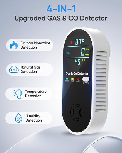 Carbon Monoxide Detectors and Natural Gas Detector, 4-in-1 Upgraded Carbon - Image 2