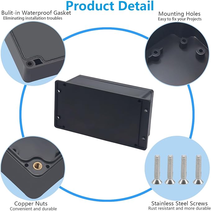 Project Box ABS Black Electrical Boxes IP67 Outdoor Waterproof Junction Box - Image 6