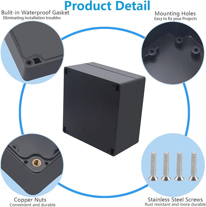 Outdoor Waterproof Junction Box IP67 Project Box ABS Black Electrical Boxes - Image 6