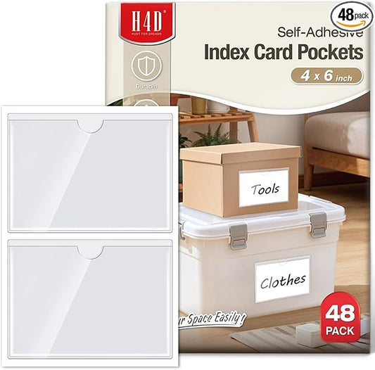 H4D 48 Pack Labels for Storage Bins, Tote Label Pockets for Organizing Storage by H4D