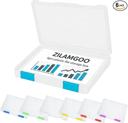 ZILAMGOO 6 Pcs Clear Plastic Document Storage Box, A4 File Box Paper Organizers by ZILAMGOO