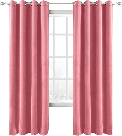 ChadMade Blackout Lined Premium Velvet Curtain Rose 84Wx84L Inch, Eyelet Grommet by ChadMade