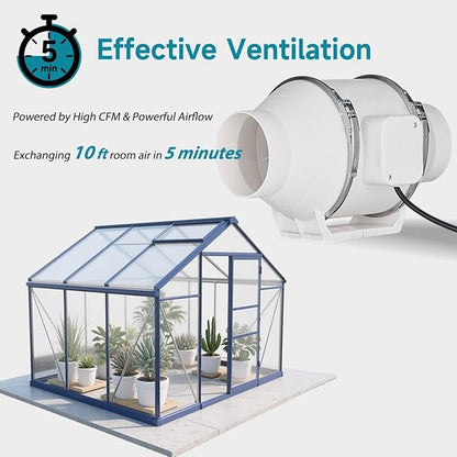 modunful 6 Inch Duct Fan with Switch Inline Ventilation Exhaust Fan 3-pin - Image 4
