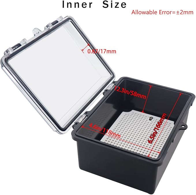Junction Box, Hinged Black Clear Cover IP67 Waterproof ABS Project Box - Image 3