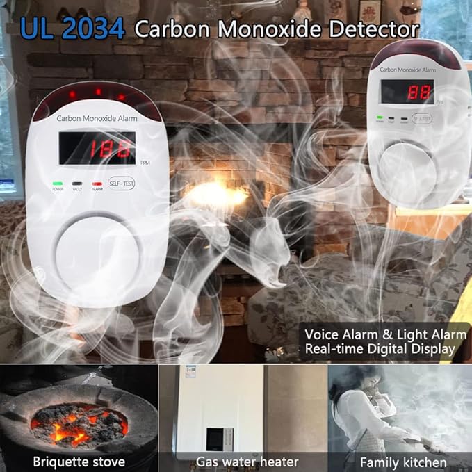 Carbon Monoxide Detectors, WESHLGD Plug-in CO Detector Alarm Monitor - Image 7