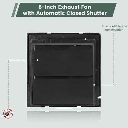 8" Shutter Exhaust Fan, 310CFM Window or Wall Mount Ventilation Fan - Image 6