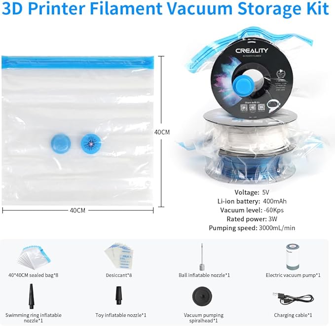Creality 3D Printer Filament Storage Bags 40 x 40 CM, Large Transparent Sealed - Image 6