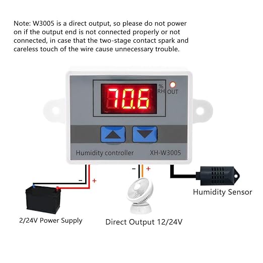 Digital Humidity Controller, XH-W3005 Digital Hygrometer Switch Controller 12V - Image 4