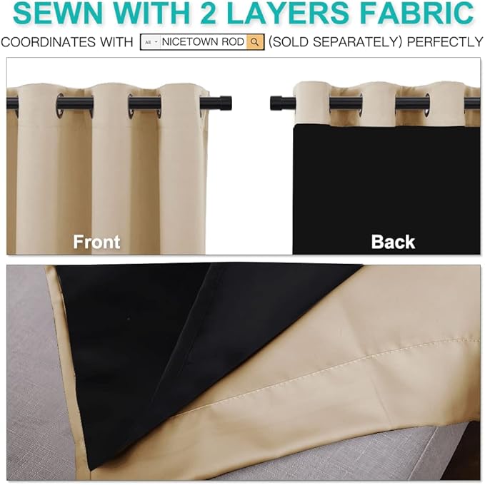 NICETOWN Thermal Insulated 100% Blackout Curtains, Sound Proof Drapes - Image 4