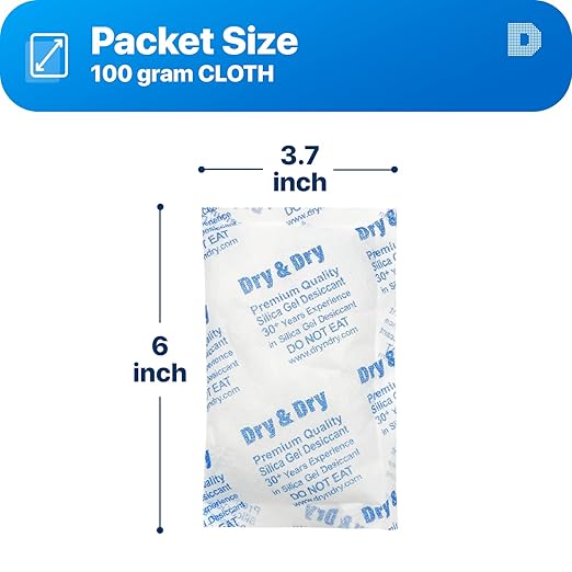 Dry & Dry 100 Gram Silica Gel Packets Desiccants, Silica Packets - Image 2