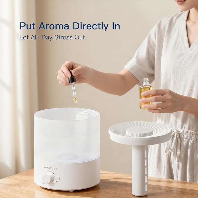 MegaWise Ultrasonic Cool Mist Humidifier | Quiet Operation, Top Fill, Auto - Image 4