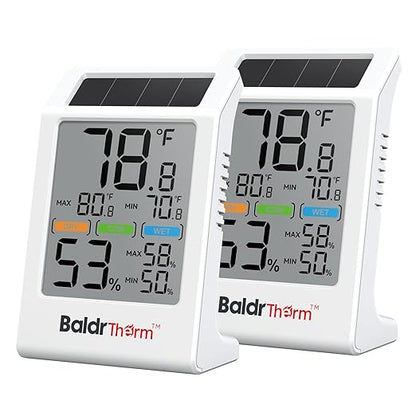 BaldrTherm Room Thermometer Indoor Humidity Meter Solar Powered by BaldrTherm