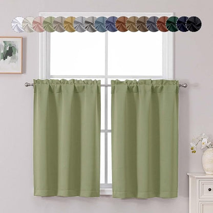 Chyhomenyc Sage Green Short Blackout Curtains 36 Inch Length, Small Kitchen by Chyhomenyc