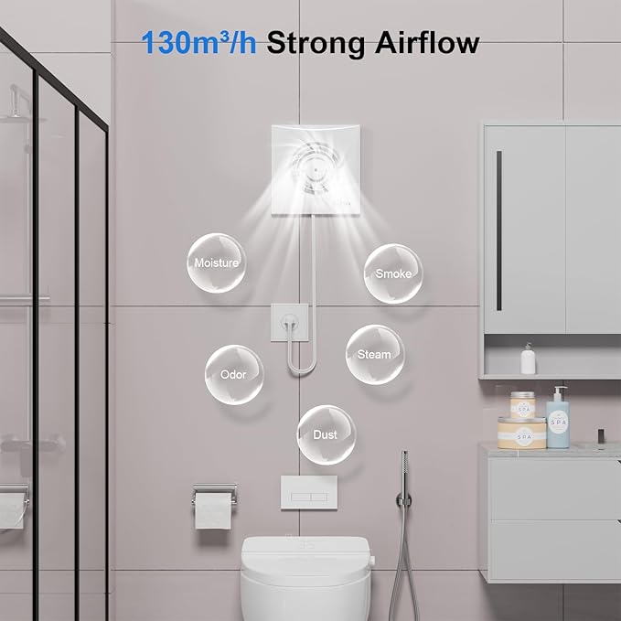 4 Inch Wall Mount Bathroom Exhaust Fan, Plug in Wall Exhaust Fan, 56 CFM Quiet - Image 5