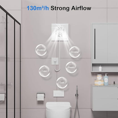 4 Inch Wall Mount Bathroom Exhaust Fan, Plug in Wall Exhaust Fan, 56 CFM Quiet - Image 5