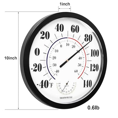 Indoor Outdoor Thermometer Wall Large Numbers Thermometer No Battery 10" - Image 7
