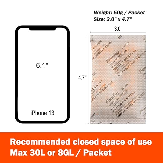 50g x 10 packs Fonday Rechargeable Silica Gel Desiccant Packets Food Grade Fast - Image 6