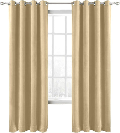 ChadMade Blackout Lined Premium Velvet Curtain Cream 100Wx96L Inch, Eyelet by ChadMade