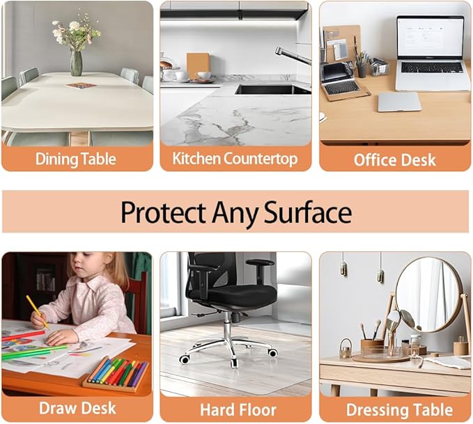1.5mm 40"x54" Size Heavy-Duty Clear Table Cover Protector -PVC Plastic Table - Image 5