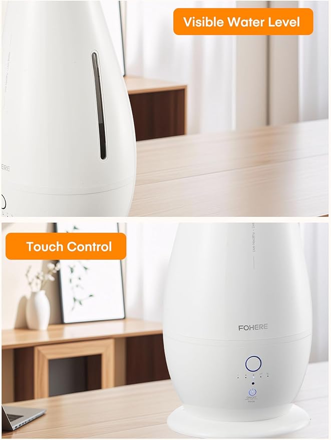 FOHERE Humidifiers for Bedroom Large Room, 5L Cool Mist Quiet Humidifier 48H - Image 6