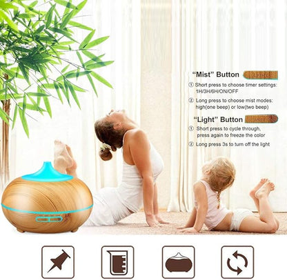 Aroma Essential Oil Diffuser, JoySusie 500ml Wood Grain Ultrasonic Cool Mist - Image 5