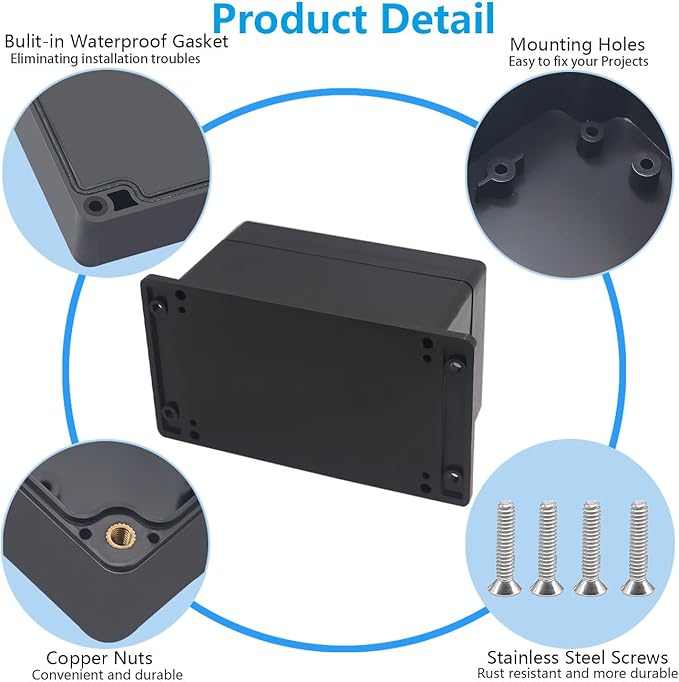 Project Box ABS Black Electrical Boxes IP67 Outdoor Waterproof Junction Box - Image 6