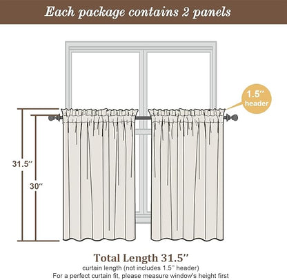 Chyhomenyc Roman Kitchen Curtains 30 Inch Length, Linen Blend Textured Small - Image 5