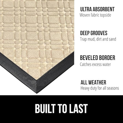 GORILLA GRIP 100% Waterproof All-Season WeatherMax Doormat, US Designed Natural - Image 2