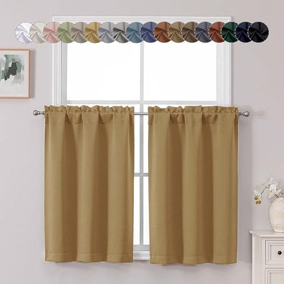Chyhomenyc Gold Short Blackout Curtains 36 Inch Length, Small Kitchen Curtain by Chyhomenyc