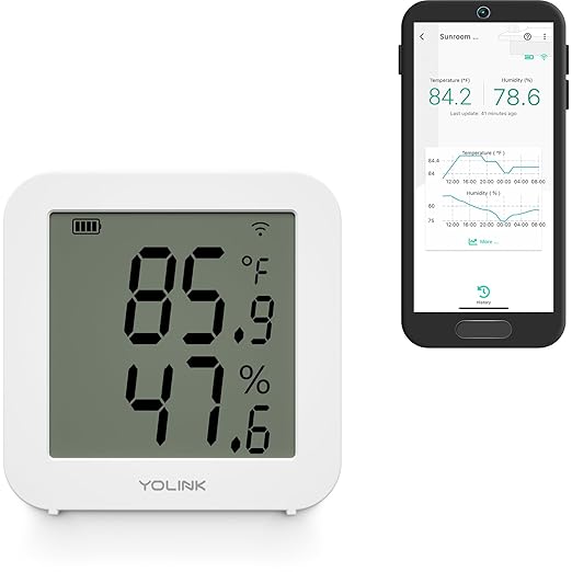 YoLink Indoor Hygrometer Thermometer, 2-Year Data Storage Export, Data loger by YoLink