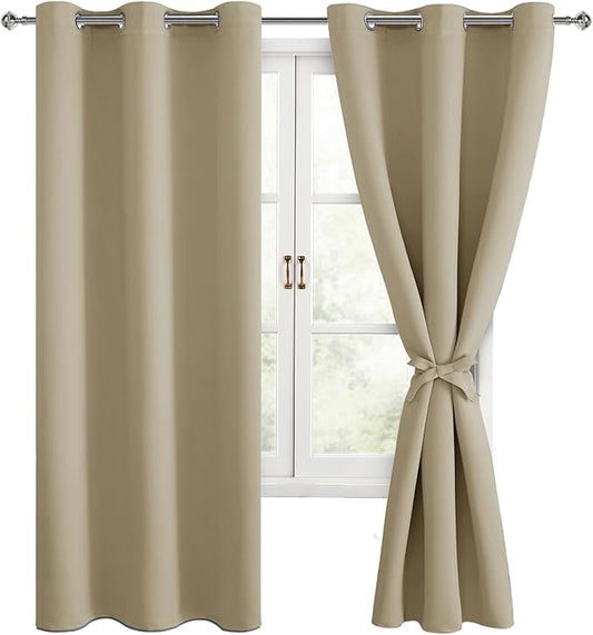 Hiasan Blackout Curtains for Bedroom and Living Room, Light Blocking, Noise by Hiasan