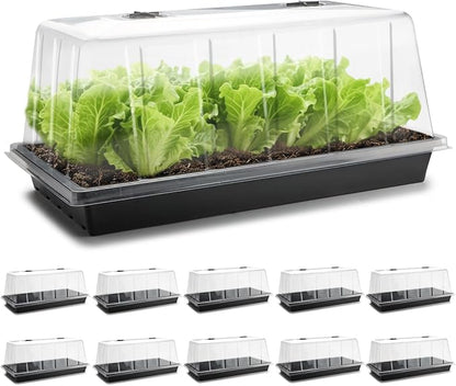 1020 Trays with Tall 7.3'' Dome, Heavy Duty 1020 Seed Trays and Flats with Lid by RooTrimmer