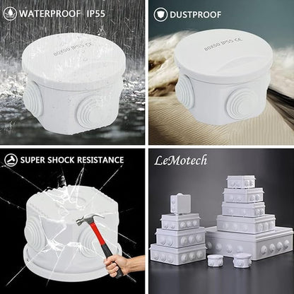 LeMotech Junction Box, ABS Plastic IP55 Water Resistant and Dustproof, - Image 8