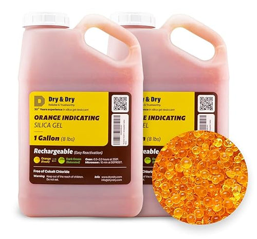 "Dry & Dry" Premium Orange Indicating Silica Gel Desiccant Beads by DryDry