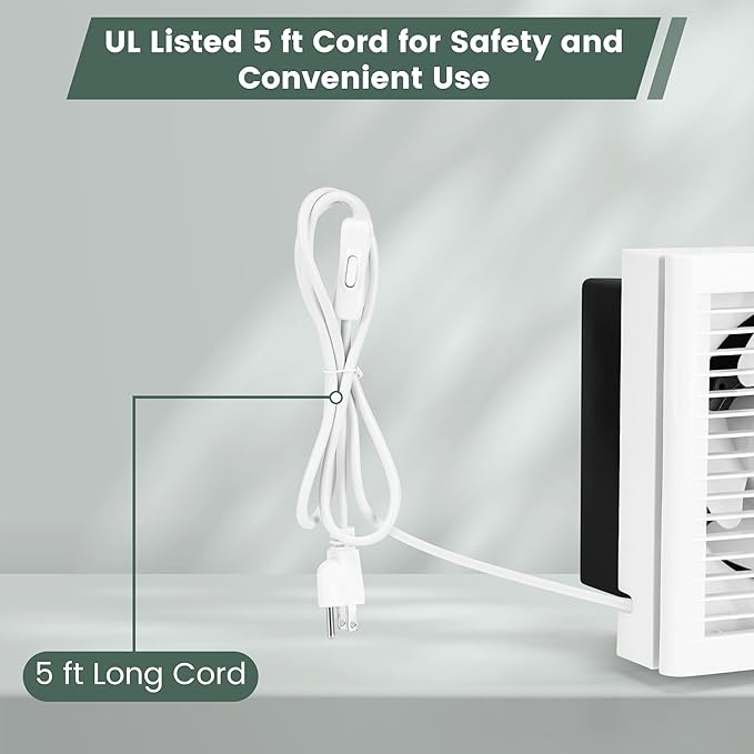 8" Shutter Exhaust Fan, 310CFM Window or Wall Mount Ventilation Fan - Image 4