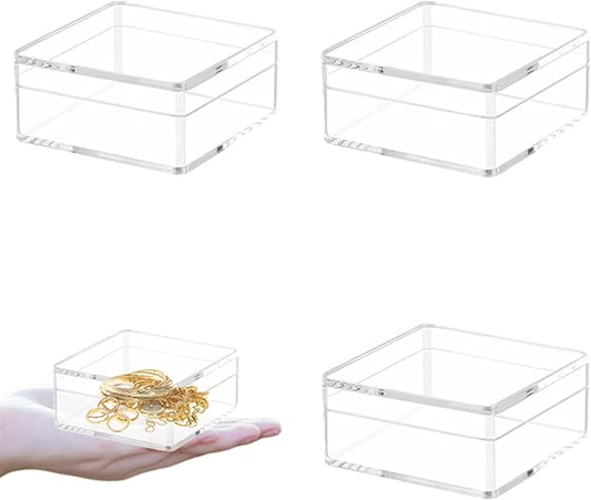 Acrylic Box 4 Packs Clear Square Cube Acrylic Decorations Box Acrylic Candy Box by LOVPLAY