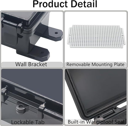 Junction Box, Hinged Black Cover IP67 Waterproof ABS Project Box - Image 4