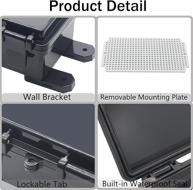 Junction Box, Hinged Black Clear Cover IP67 Waterproof ABS Project Box - Image 4