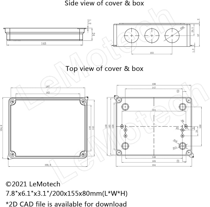 LeMotech ABS Plastic Dustproof Waterproof IP65 Junction Box Universal - Image 6