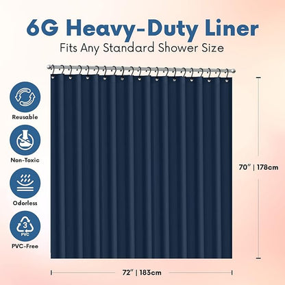 Italian Collection PEVA Shower Curtain Liner 6G Thick, PVC-Free 72" x 72" – - Image 2