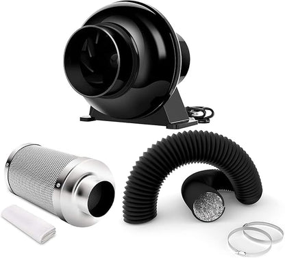 iPower 4 Inch 195 CFM Inline Fan Circulation Vent Blower, Air Carbon Filter and by iPower