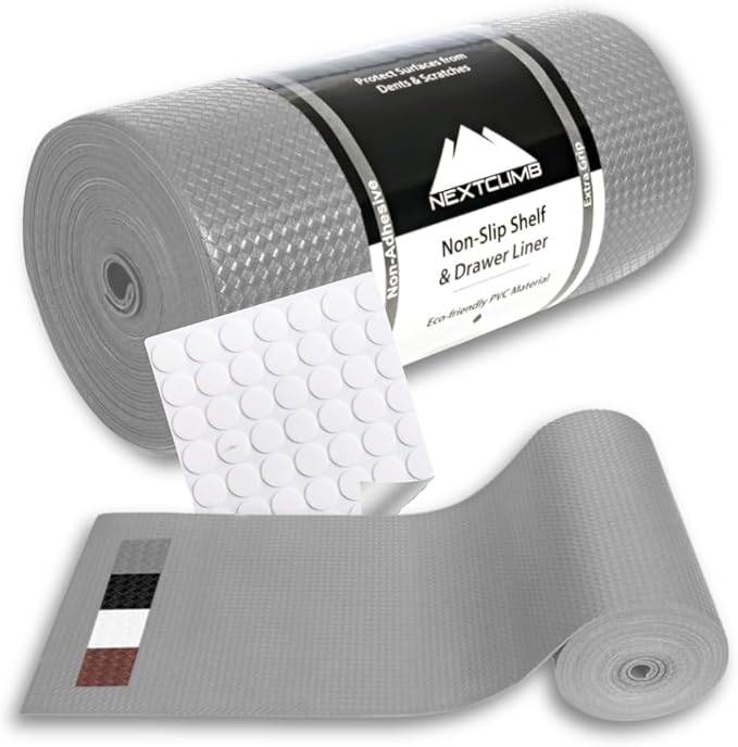 Shelf Liner, Drawer Liner & Kitchen Cabinet Liner – Thick Waterproof Rubber by NextClimb