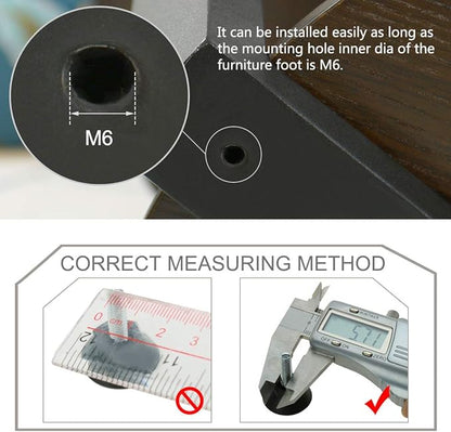uxcell M6 x 17 x 24 Screw on Leveling Feet Adjustable Leveler Floor Protector - Image 3