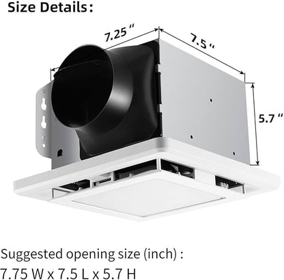 Bathroom Exhaust Fan with Light 110 CFM Quiet 6500K 800LM Household Ventilation - Image 3