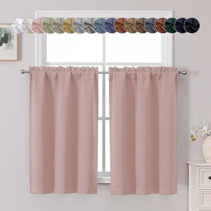 Chyhomenyc Blush Pink Short Blackout Curtains 45 Inch Length, Small Kitchen by Chyhomenyc