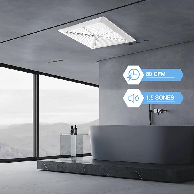 Bathroom Exhaust Fan 80 CFM 1.5 Sone, 4-Inch Duct, Quiet Energy Star Certified - Image 3