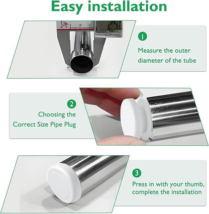 1/2" Plastic Hole Plugs White -Round Chair Leg Caps, Flush Mount Pipe Plugs - Image 4