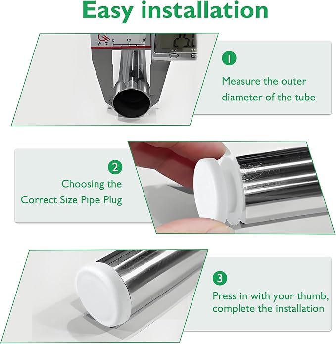 1-9/16" Plastic Hole Plugs White -Round Chair Leg Caps, Flush Mount Pipe Plugs - Image 4