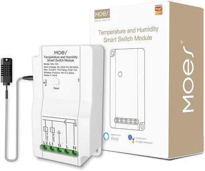 MOES WiFi Smart Temperature and Humidity Switch Module Sensor, Dual Relay by MOES