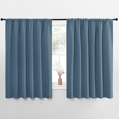 NICETOWN Blackout Curtains for Bedroom, Smoky Blue, 1 Pair, 70 by 63-inch by NICETOWN